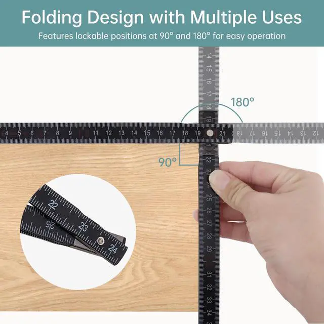 Alt view image 3 of 7 - Folding Wood Rule, 78 Inch / 2M Foldable Ruler with US and Metric Measurements for Carpenters Wooden Stick Ruler, Folding Yard Stick Lightweight Composite Construction Ruler for Woodworking Tape (1)