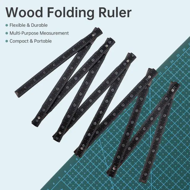 Alt view image 5 of 7 - Folding Wood Rule, 78 Inch / 2M Foldable Ruler with US and Metric Measurements for Carpenters Wooden Stick Ruler, Folding Yard Stick Lightweight Composite Construction Ruler for Woodworking Tape (1)