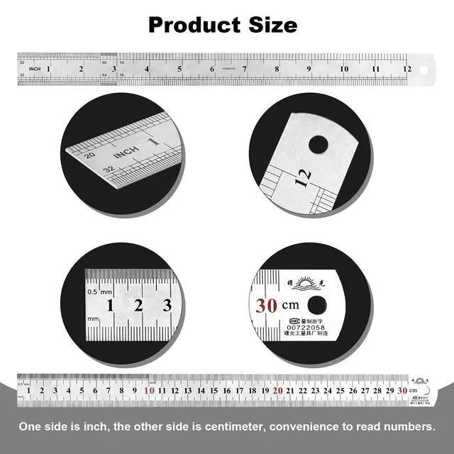 Alt view image 4 of 6 - Architectural Scale Ruler Set, 2 Pack 12 Inch Aluminum Architect Ruler with Standard Metal Ruler, Imperial Architect Triangular Ruler with Etching for Architects, Engineers, Students and Draftsman