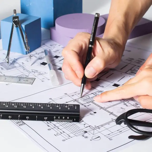 Alt view image 6 of 6 - Architectural Scale Ruler Set, 2 Pack 12 Inch Aluminum Architect Ruler with Standard Metal Ruler, Imperial Architect Triangular Ruler with Etching for Architects, Engineers, Students and Draftsman