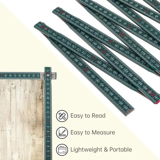 Alt view image 4 of 7 - Folding Wooden Stick Ruler, Inch & Metric (78-inch/2-Meter When Straight), Foldable Rule for Carpenters Folding rulers, 0-180 Degree Angle, Adjustable