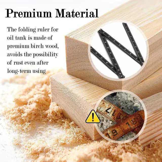 Alt view image 3 of 7 - 78.74 Inch Oil Tank Measuring Stick,Foldable Wooden Fuel Tank Measuring Stick with 2 Type Clear Level Mark,Universal 10 Fold Oil Dipstick for Accurate Oils Level Readings