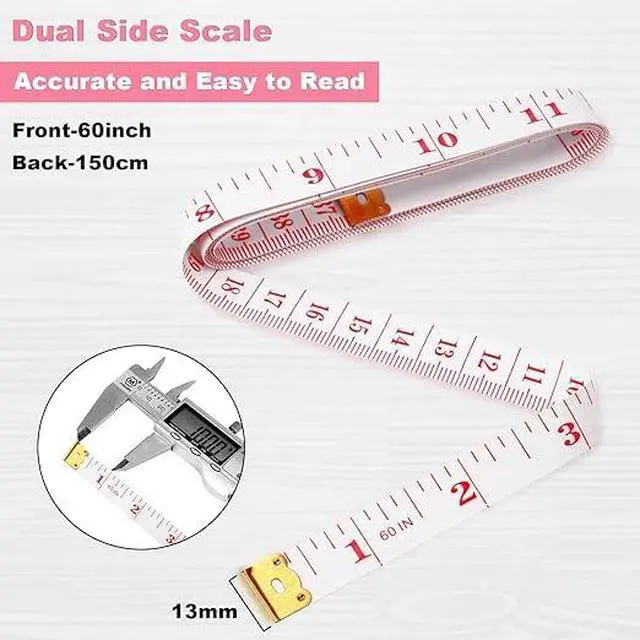 Alt view image 3 of 5 - 6 Pack Soft Tape Measure Double Scale 60-inch/150cm,Fabric Craft Tape Measure & Medical Body Measurement,Sewing Flexible Vinyl Ruler & Measuring Tape for Body Weight Loss