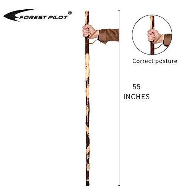 Alt view image 3 of 6 - Bark-Keeping Clumpy Pattern Wooden Walking Stick with a Compass (Nature Color, 55 Inches, 1 Piece)¡