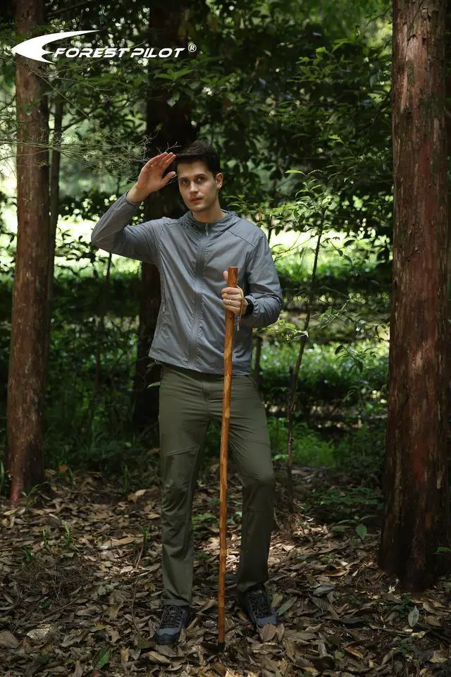 Alt view image 6 of 6 - Bark-Keeping Clumpy Pattern Wooden Walking Stick with a Compass (Nature Color, 55 Inches, 1 Piece)¡