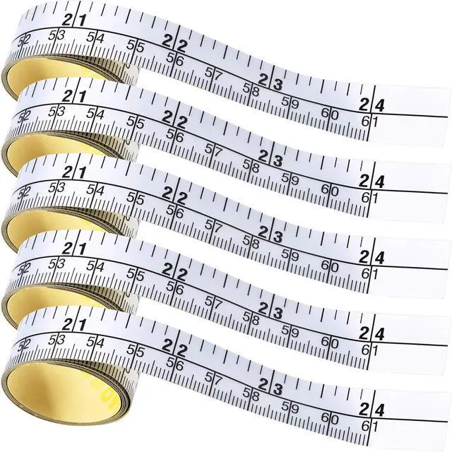Main image of 5 Pieces Self-Adhesive Measuring Tape Workbench Ruler Adhesive Backed Double Scale Stick Tape Measure for Work Woodworking, Saw, Drafting Table (24 Inch)
