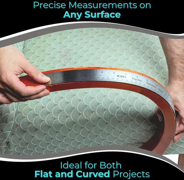 Alt view image 5 of 7 - 18 Inch Metal Ruler with Cork Backing, Pack of 2 - Stainless Steel Straight Edge Ruler with Inches and Centimeters, Non-Slip Cork Back for Precision Measurement and Stability
