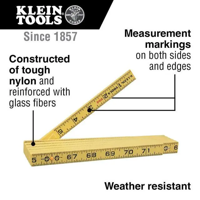 Alt view image 2 of 7 - 910-6 Folding Ruler 6-Foot, Durable Fiberglass, Inside Reading