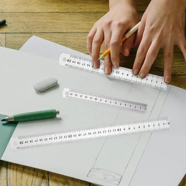 Alt view image 4 of 7 - Yard Stick, 3PCS Ruler Metal Meter Stick Machinist Tools for Kids, Measuring Tools for Drawing and Precision Work, Stainless Steel Ruler