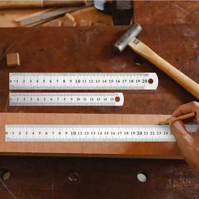 Alt view image 6 of 7 - Yard Stick, 3PCS Ruler Metal Meter Stick Machinist Tools for Kids, Measuring Tools for Drawing and Precision Work, Stainless Steel Ruler