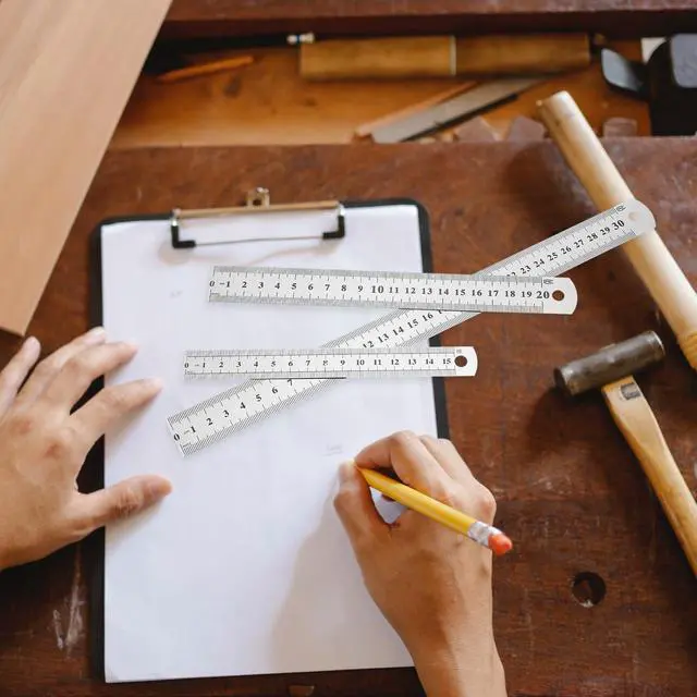 Alt view image 7 of 7 - Yard Stick, 3PCS Ruler Metal Meter Stick Machinist Tools for Kids, Measuring Tools for Drawing and Precision Work, Stainless Steel Ruler