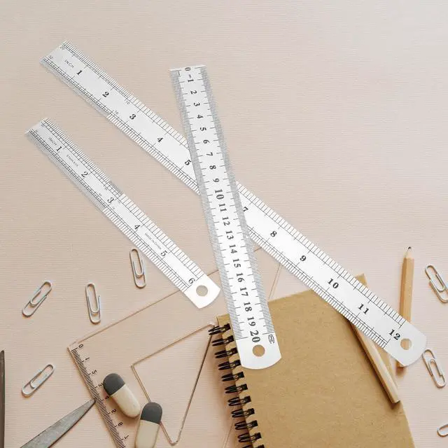 Alt view image 5 of 7 - Yard Stick, 3PCS Ruler Metal Meter Stick Machinist Tools for Kids, Measuring Tools for Drawing and Precision Work, Stainless Steel Ruler