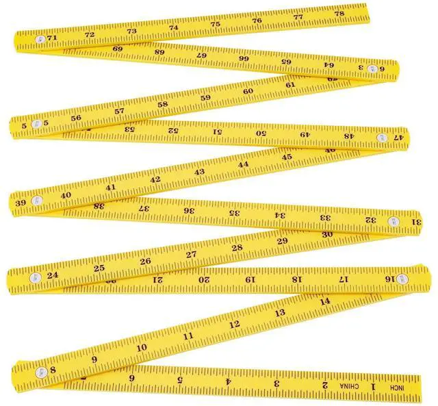 Main image of Folding Measuring Rule, Carpenter's Ruler, 2M / 78" Metric and Inch Measurements, Lightweight Composite Construction Ruler for Woodworking Tape (Yellow)