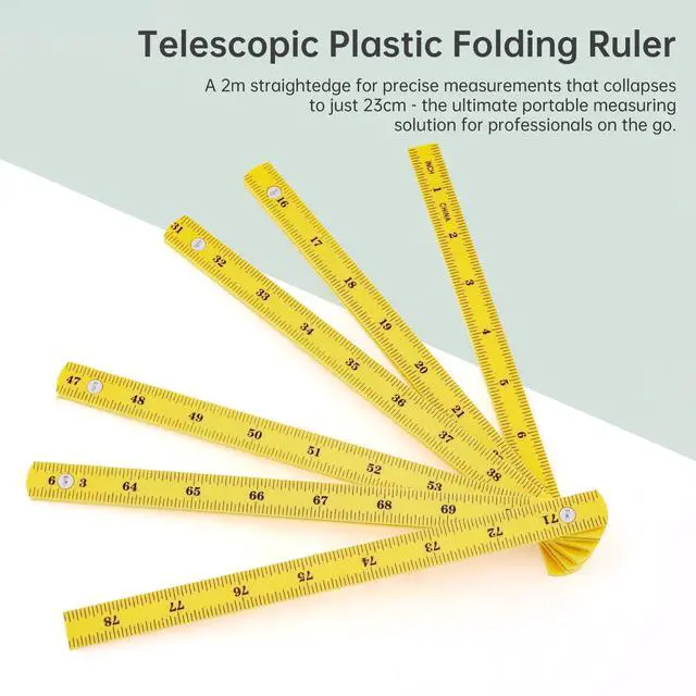 Alt view image 4 of 7 - Folding Measuring Rule, Carpenter's Ruler, 2M / 78" Metric and Inch Measurements, Lightweight Composite Construction Ruler for Woodworking Tape (Yellow)