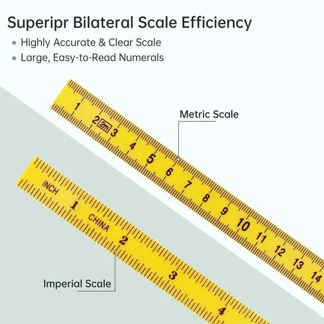 Alt view image 3 of 7 - Folding Measuring Rule, Carpenter's Ruler, 2M / 78" Metric and Inch Measurements, Lightweight Composite Construction Ruler for Woodworking Tape (Yellow)