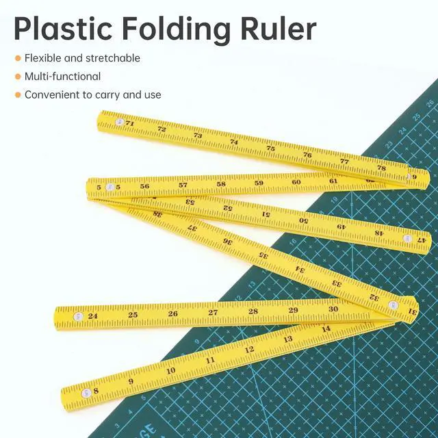 Alt view image 6 of 7 - Folding Measuring Rule, Carpenter's Ruler, 2M / 78" Metric and Inch Measurements, Lightweight Composite Construction Ruler for Woodworking Tape (Yellow)