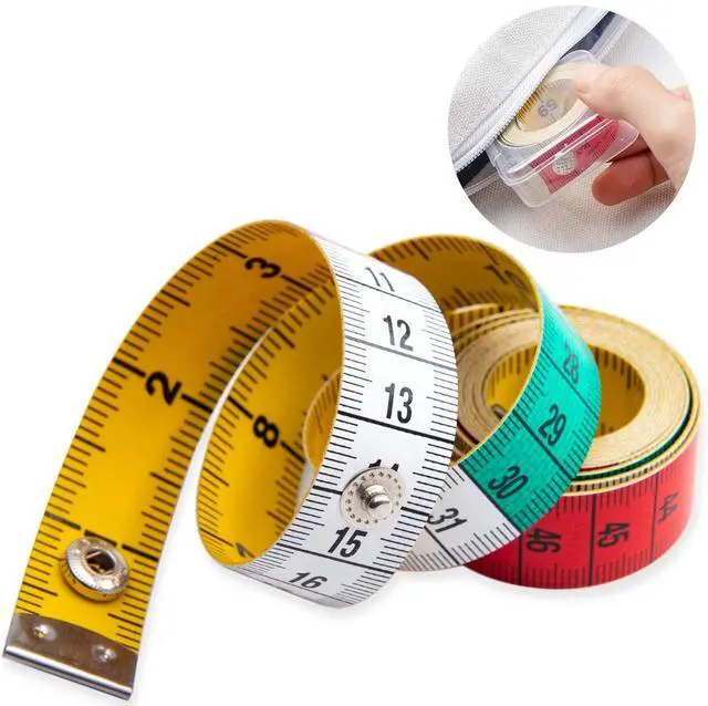 Main image of Tape Measure Measuring Tape for Body Fabric Sewing Tailor Cloth Knitting Home Craft Measurements,60-inch/150-cm Soft Multicolor Tape Measure Body Measuring Tape Set with Snap Button Closure,Dual Sided