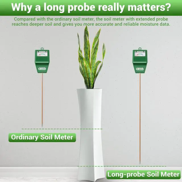Alt view image 3 of 7 - Long Probe Soil Moisture Meter Green + Blue