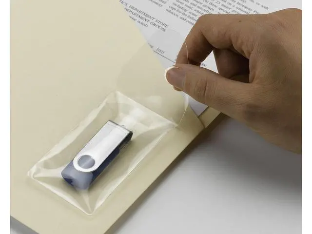 Alt view image 2 of 4 - Self-Adhesive Poly USB Flash Drive Pocket, 2"W x 3,5"H, Clear 6 per Pack (68150)
