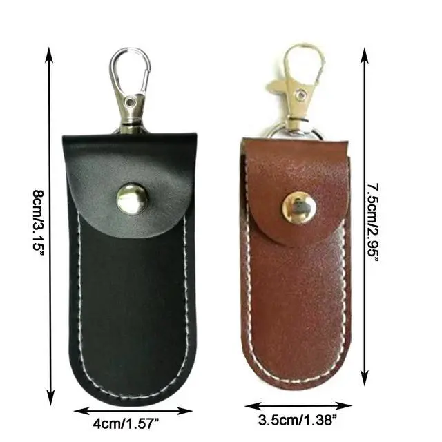 Alt view image 2 of 7 - Anti Lost USB Flash Drive Leather Holder, 2 Pcs Leather USB Protective Case for Alloy Shark Buckle Lightweight Portable (Black+Brown, Large+Small)