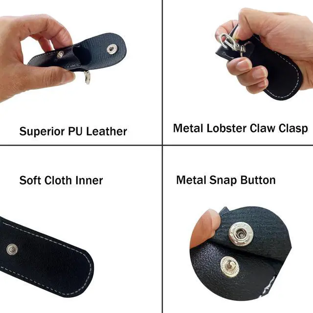 Alt view image 3 of 7 - Anti Lost USB Flash Drive Leather Holder, 2 Pcs Leather USB Protective Case for Alloy Shark Buckle Lightweight Portable (Black+Brown, Large+Small)