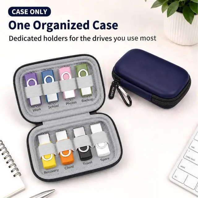 Alt view image 3 of 7 - Flash Drive Case USB Storage Case, Thumb Drive Holder, Holds 8, Black