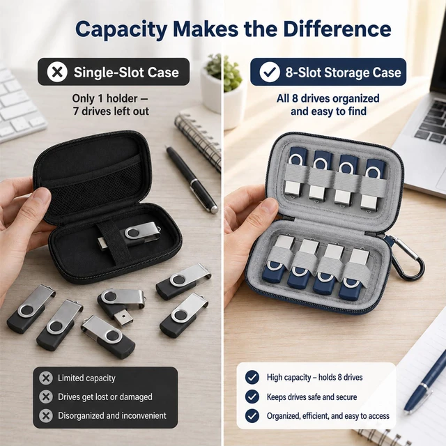 Alt view image 6 of 7 - Flash Drive Case USB Storage Case, Thumb Drive Holder, Holds 8, Black