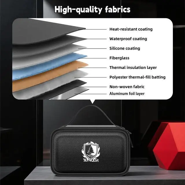 Alt view image 5 of 7 - Upgraded Fireproof Flash Drive Case 10 Slots, USB Case Compatible with SanDisk/for Samsung/for PNY Thumb Drives, Heat Resistant Organizer Holder with Handle for Travel Office Storage - Glossy Black
