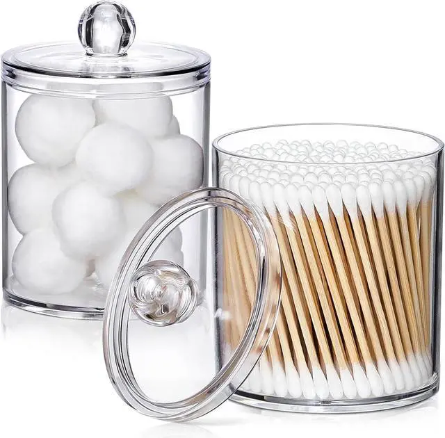 Alt view image 5 of 7 - 2 Pack Acrylic Qtip Holder Dispenser for Cotton Swabs, Balls, Floss Picks