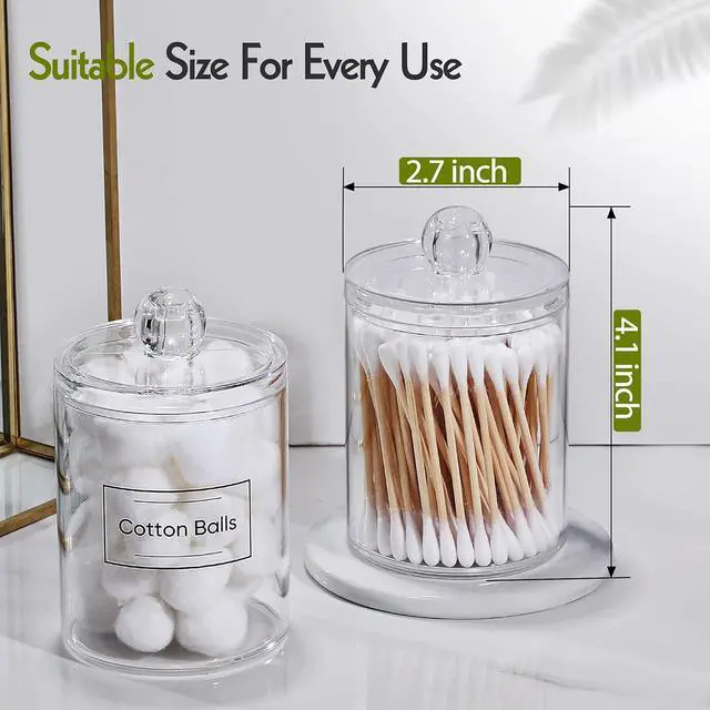 Alt view image 7 of 7 - 2 Pack Acrylic Qtip Holder Dispenser for Cotton Swabs, Balls, Floss Picks