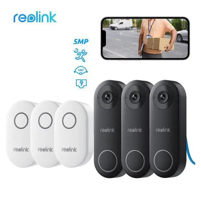 Alt view image 8 of 14 - Reolink 3Pcs Videl Doorbell PoE 5MP Wired PoE Video Doorbell with Chime, Person Detection, Works with Reolink NVRs