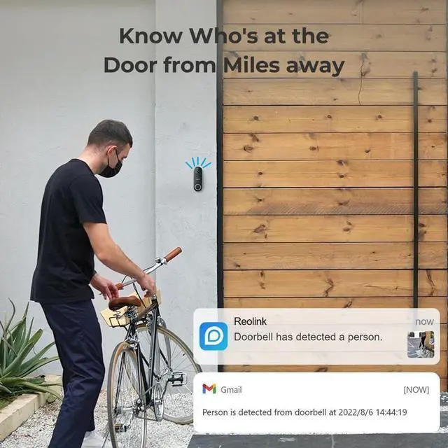 Alt view image 12 of 14 - Reolink 5MP Video Doorbell Camera, 2.4/5 GHz Wi-Fi, Person Detection, 2-Way Audio, 180° Wide View 2-Pack