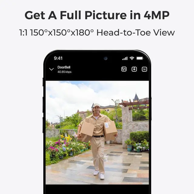 Alt view image 9 of 14 - Reolink Video Doorbell Battery - 2K Dual-Band Wi-Fi Battery Doorbell with 1:1 Head-to-Toe View, Person/Vehicle/Package Detection, IP65 Weatherproof White