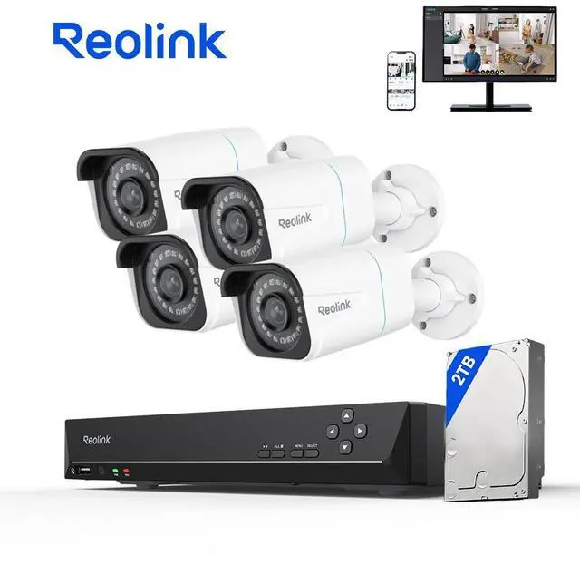 Alt view image 8 of 14 - Reolink RLK8-810B4-A 8CH 4K Security Camera System 4pcs 8MP Smart Person/Vehicle Detection Wired Outdoor PoE IP Cameras and 8CH 2TB HDD NVR for 24/7 Recording, Remote Access