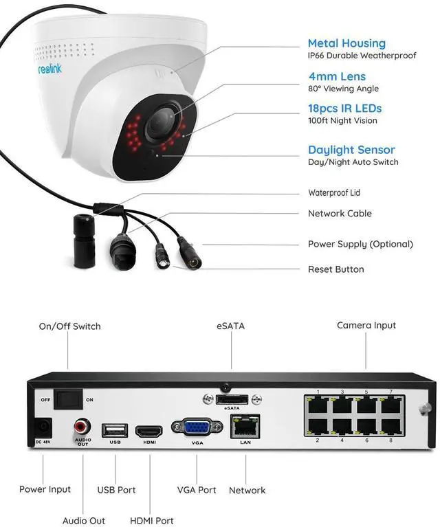 Alt view image 13 of 14 - Reolink Smart 5MP 8CH Home Security Camera System, 4pcs Wired 5MP PoE IP Cameras Outdoor/Indoor, Person Vehicle Detection, 6K 8CH NVR with 2TB HDD for 24-7 Recording - RLK8-520D4-5MP