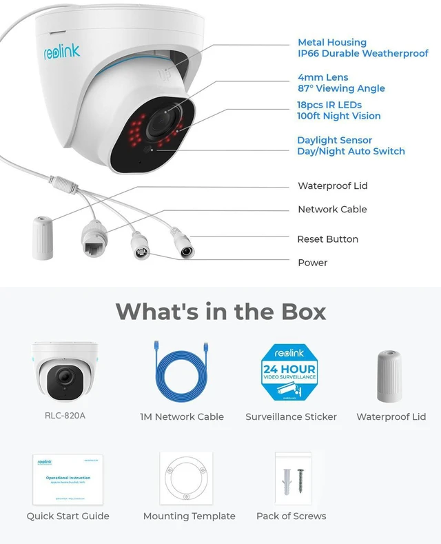 Alt view image 14 of 14 - Reolink RLC-820A 4K 8MP Outdoor Security Camera, Smart Human/Vehicle Detection PoE IP Camera Work with Google Assistant Audio Dome, 256GB Micro SD (not Included) Storage for 24/7 Recording