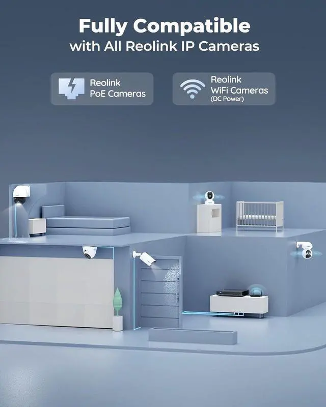 Alt view image 10 of 11 - Reolink 12CH NVR(Max. 8 Wired + 4 Battery-powered WiFi Cams) With 2TB HDD Built-in, Work With Reolink Cams, Support up to 16MP, 12 Channel PoE NVR for 24/7 Continuous Recording, Expandable Up To 16TB