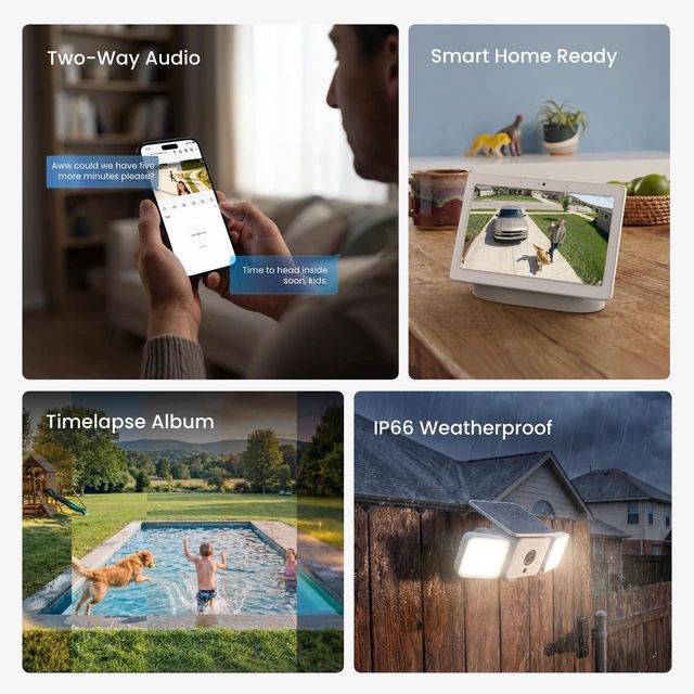 Alt view image 6 of 7 - Reolink Solar Floodlight Camera with SolarEase 2K 4MP Outdoor Security Camera, 150° Wide View, 1000-Lumen Floodlight, AI Detection, Wi-Fi 6