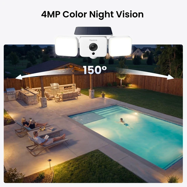 Alt view image 3 of 7 - Reolink Solar Floodlight Camera with SolarEase 2K 4MP Outdoor Security Camera, 150° Wide View, 1000-Lumen Floodlight, AI Detection, Wi-Fi 6