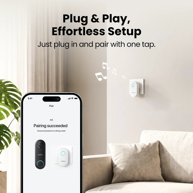 Alt view image 3 of 6 - REOLINK Chime Plus Wireless Doorbell Chime, Indoor Plug-In Chime with 10 Ringtones, 5 Volume Levels & App Control, Compatible with Reolink Video Doorbell V2/V3, Battery & 2nd Gen