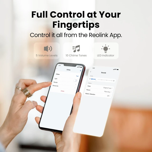 Alt view image 4 of 6 - REOLINK Chime Plus Wireless Doorbell Chime, Indoor Plug-In Chime with 10 Ringtones, 5 Volume Levels & App Control, Compatible with Reolink Video Doorbell V2/V3, Battery & 2nd Gen
