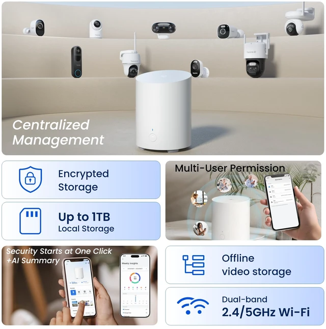 Alt view image 4 of 7 - Reolink Home Hub Mini + 2× Argus 3 Pro 5MP Wireless Solar Security Cameras with Solar Panel Lite, Smart Detection, Dual-Band Wi-Fi & Local Storage