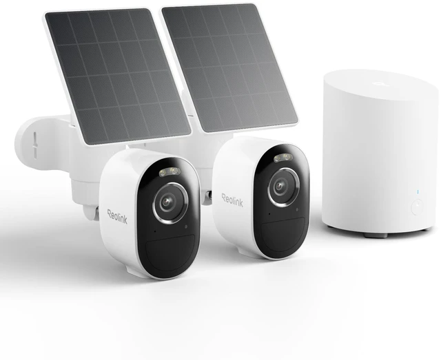 Main image of Reolink Home Hub Mini + 2× Argus 3 Pro 5MP Wireless Solar Security Cameras with Solar Panel Lite, Smart Detection, Dual-Band Wi-Fi & Local Storage