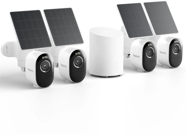 Main image of Reolink Home Hub Mini + 4× Argus 3 Pro 5MP Wireless Solar Security Cameras with Solar Panel Lite, Smart Detection, Dual-Band Wi-Fi & Local Storage