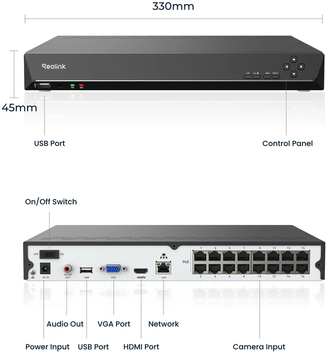 Alt view image 7 of 7 - Reolink RLN16-410 16-Channel PoE/Wi-Fi NVR with 4TB HDD, 24/7 Local Recording, Up to 16MP