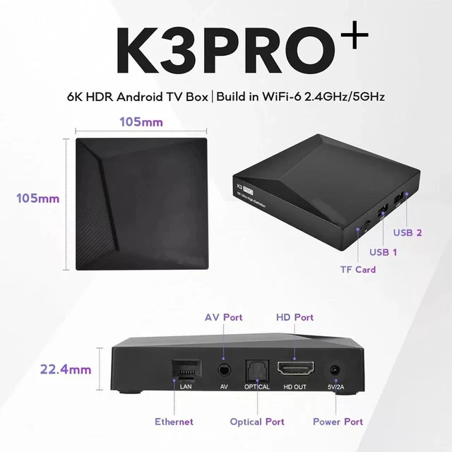 Alt view image 2 of 3 - K3 Pro TV Box 6K HD 32GB Voice Control