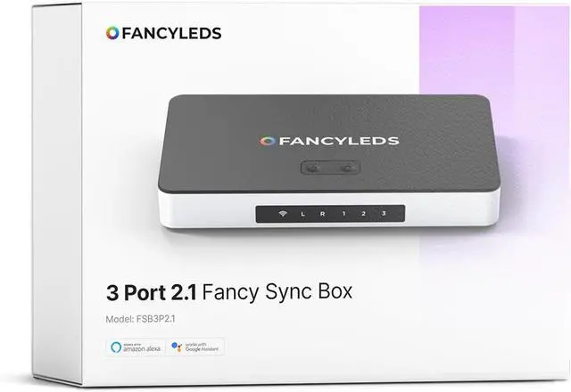 Main image of 3 Port 2.1 Fancy Sync Box Streaming Media Player TV LED Synced Backlight with HDMI 2.1, 4K 120Hz, 144Hz, 8K 60Hz, VRR, ALLM, 96 RGBW LEDs Per Meter Ambient Lighting (for 70" to 95" TVs)