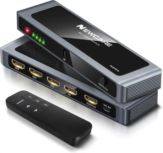 Main image of HDMI Switch 4 in 1 Out 4K@60Hz, Aluminum 4-Port HDMI Switcher Splitter with Remote, Supports HDR10 Dolby Vision HDCP 2.2 18Gbps 3D for TV PS5 Xbox Laptop Projector Fire Stick