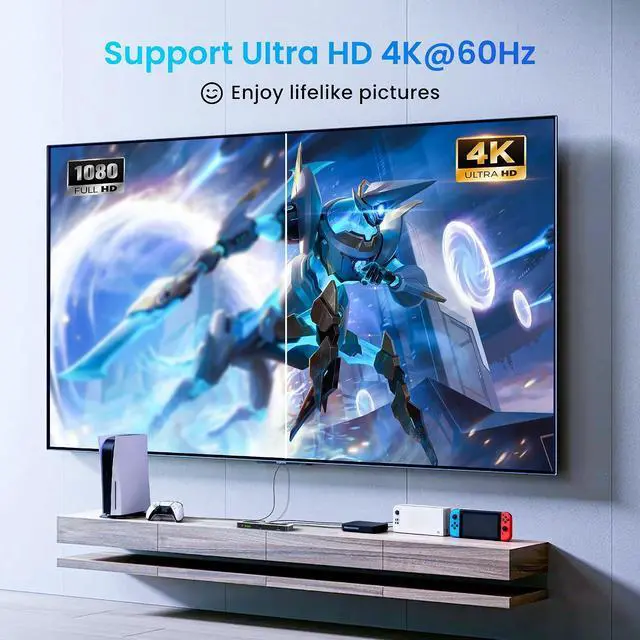 Alt view image 3 of 7 - HDMI Switch 4 in 1 Out 4K@60Hz, Aluminum 4-Port HDMI Switcher Splitter with Remote, Supports HDR10 Dolby Vision HDCP 2.2 18Gbps 3D for TV PS5 Xbox Laptop Projector Fire Stick