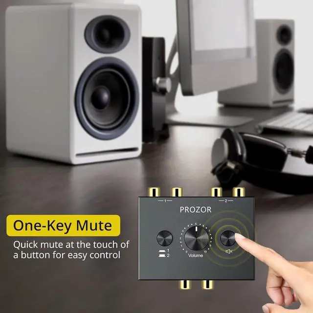 Alt view image 3 of 7 - RCA Stereo Audio Switcher - 2 in 1 Out R/L Stereo Audio Switch, 1 in 2 Out Stereo Audio Switcher Selector with Mute Button and No External Power Required (Black 2-1)